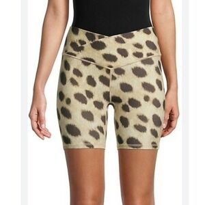 WeWoreWhat NEW XL Leopard Print Splice Bike Shorts Crossover Waist Activewear